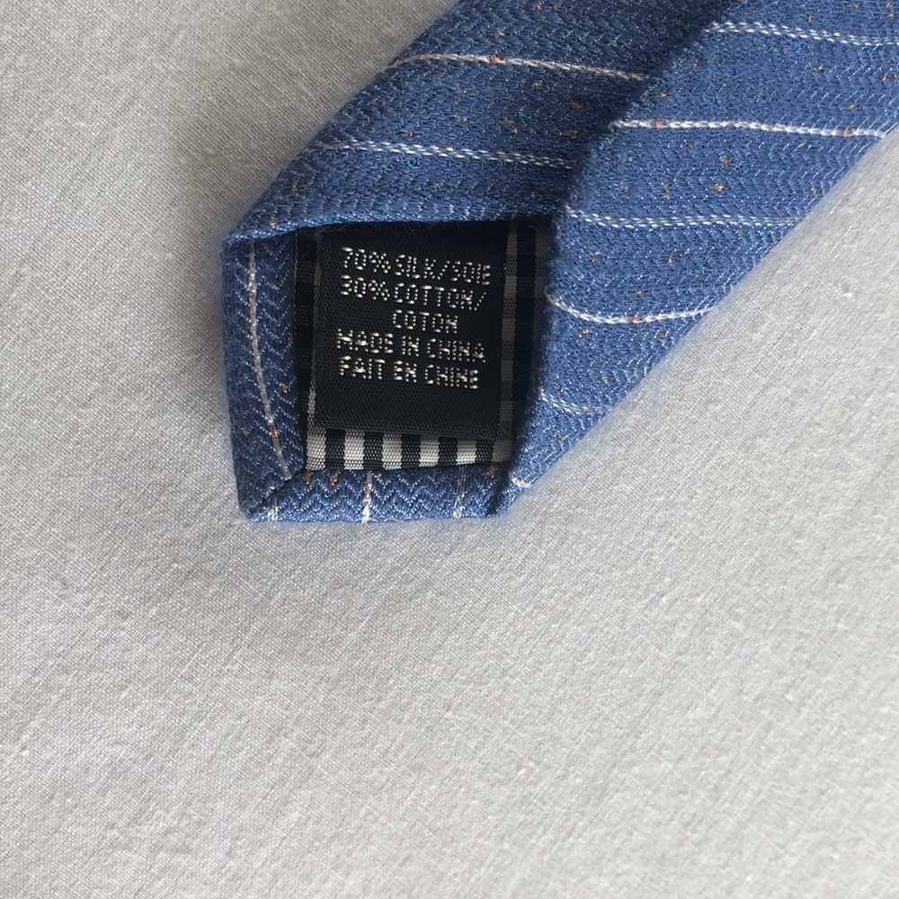 Ben Sherman Tie GUC Blue And White 70% Silk Blend 30% Cotton - Picture 10 of 15